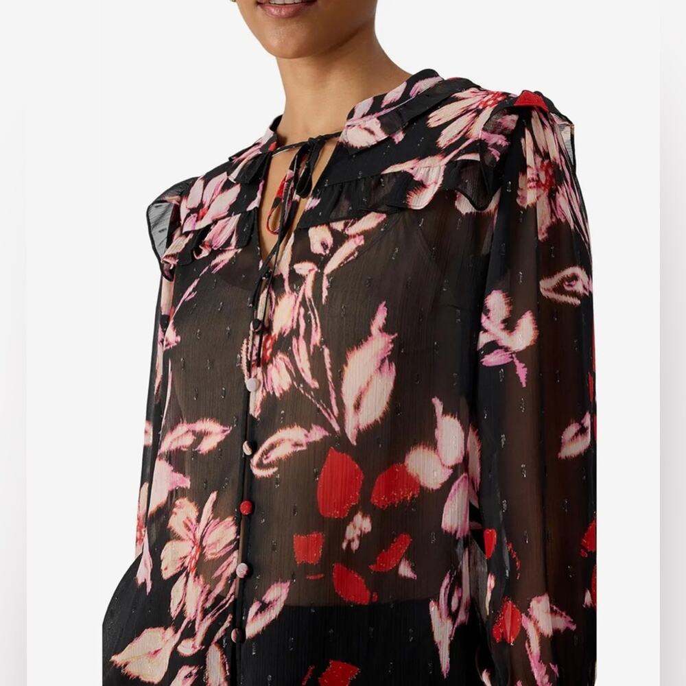 Sanctuary Winter Wish Floral Print Long Sleeve Blouse Size S